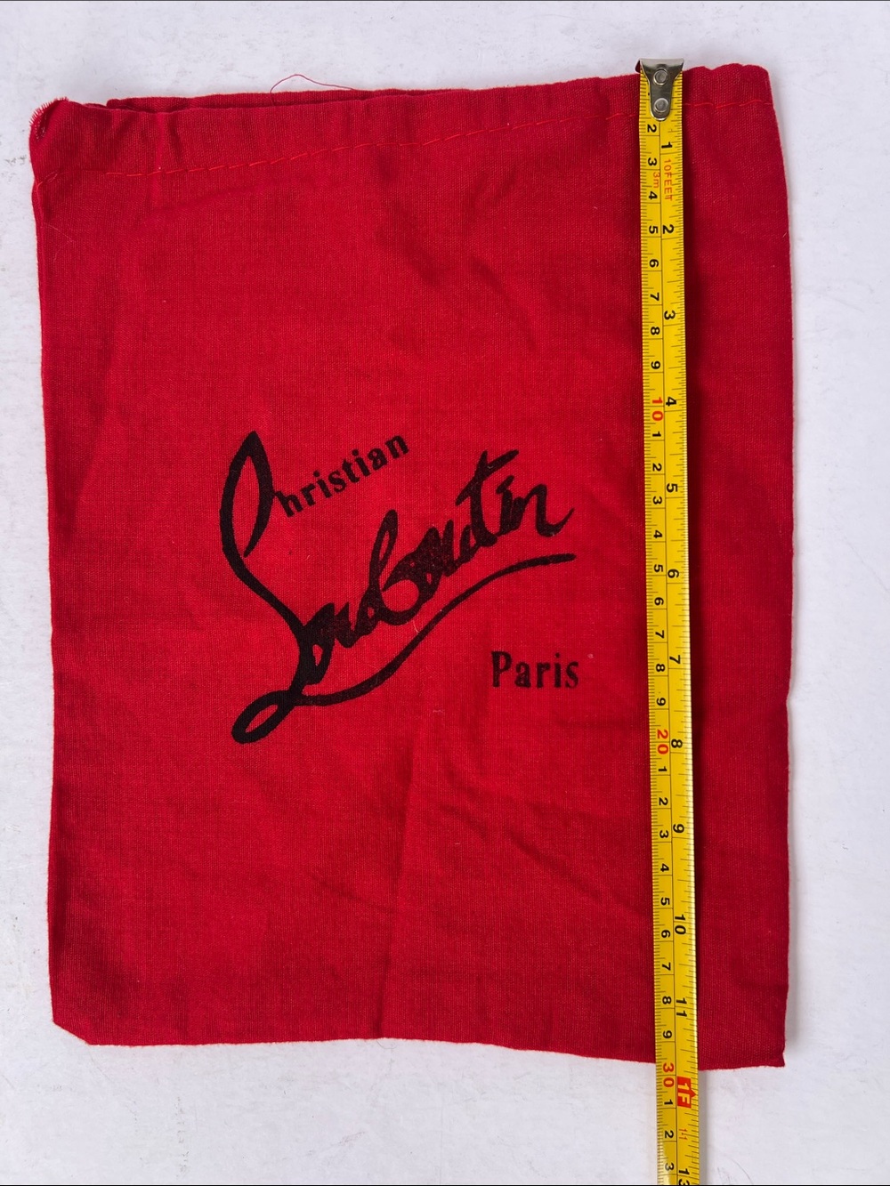 Christian Louboutin Red Drawstring Dust Bag with Black Logo